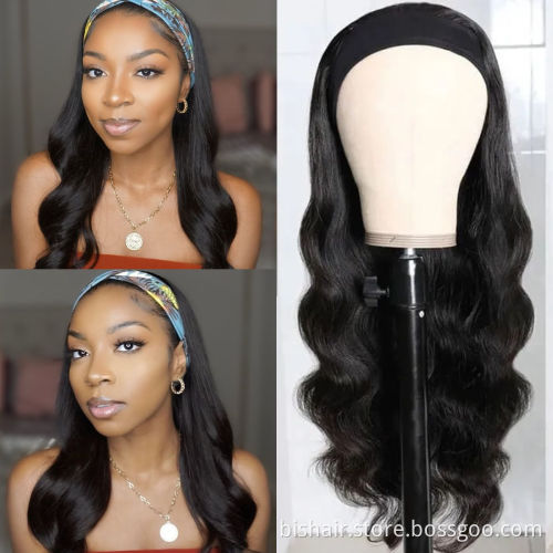 BIS Brazilian long body wavy  natural black headband wig for black female 150% density body wave human hair wig  new fashion